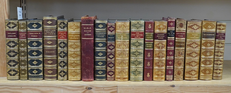 Eighteen various leather bound books to include Stories From Homer, Nelson & His Captains, The War In The Crimea, Poems of R. Browning etc. Condition - fair to good